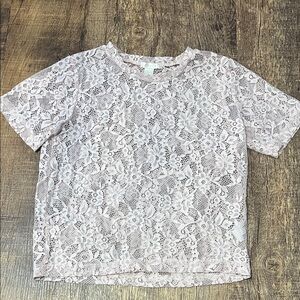 Forever 21 Lace Short Sleeve Top - Light Pink